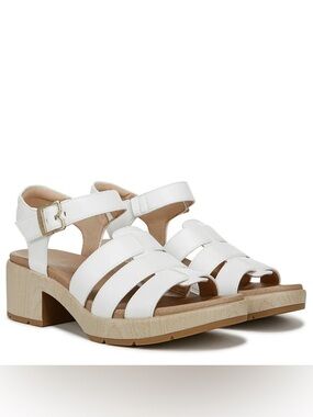 Dr. Scholl's White Strappy Block Heel Sandals Women’s size 7 1/2